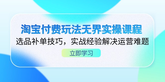 (14344期)淘宝付费玩法无界实操课程,选品补单技巧,实战经验解决运营难题-老叔网创
