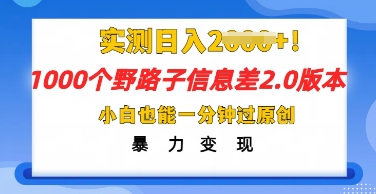 2025抖音1000个野路子信息差最新玩法，一分钟过原创，暴力变现月入几k-老叔网创