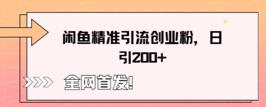 闲鱼精准引流创业粉，轻松日引200+-老叔网创