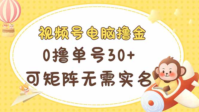 (14220期)视频号电脑撸金 0撸单号30+ 可矩阵 无需实名多号多得-老叔网创