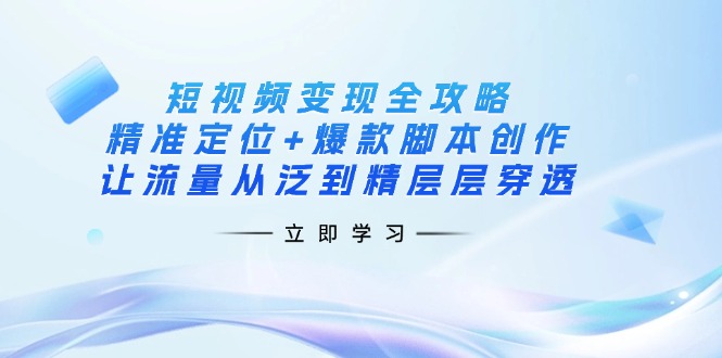 (14159期)短视频变现全攻略:精准定位+爆款脚本创作,让流量从泛到精层层穿透-老叔网创