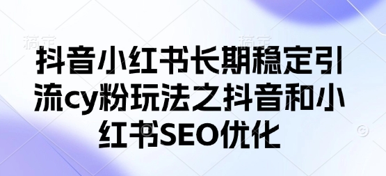 抖音小红书长期稳定引流cy粉玩法之抖音和小红书SEO优化-老叔网创