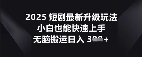2025短剧最新升级玩法，小白也能快速上手，无脑搬运日入3张-老叔网创