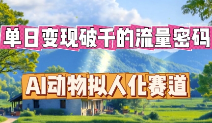 单日变现破k的流量密码，AI动物拟人化赛道-老叔网创