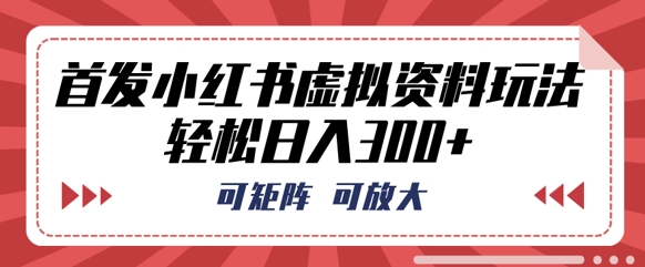 首发小红书虚拟资料玩法，可矩阵，可放大，轻松日入3张-老叔网创