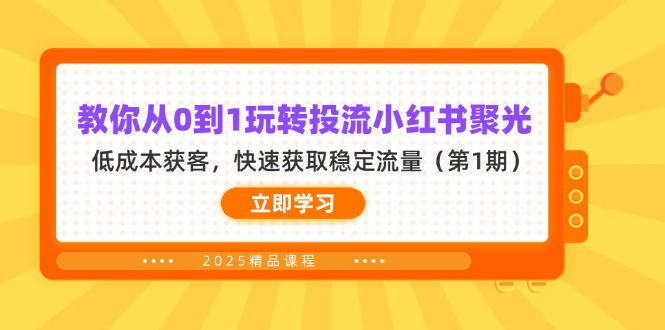 （14260期）教你从0到1玩转投流小红书聚光，低成本获客，快速获取稳定流量（第1期）-老叔网创