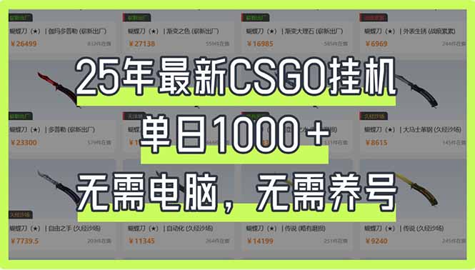 （14178期）25年最新CSGO挂机系统，单日1000+，无需电脑，无需养号，0基础可上手-老叔网创