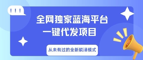 全网独家蓝海平台一键代发项目,从未有过的全新躺Z模式-老叔网创