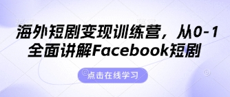 海外短剧变现训练营，从0-1全面讲解Facebook短剧-老叔网创