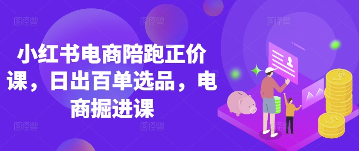 小红书电商陪跑正价课，小红书官方认证电商讲师教学，日出百单选品，电商掘进课-老叔网创
