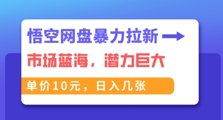 悟空网盘暴力拉新：一单10元，市场空白，日入几张-老叔网创