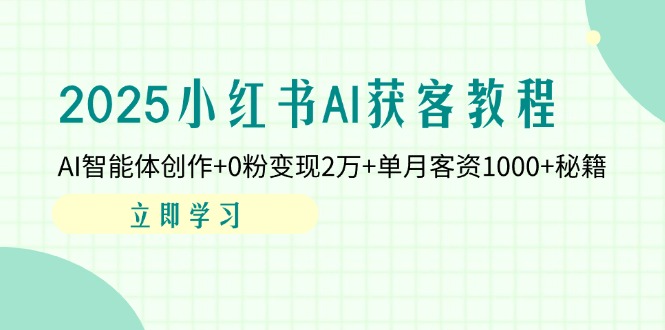 （14301期）2025小红书AI获客教程：AI智能体创作+0粉变现2万+单月客资1000+秘籍-老叔网创