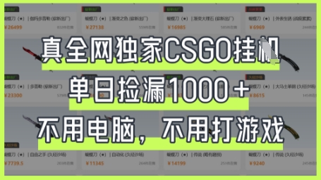 真全网独家CSGO挂G，单日捡漏1k+【揭秘】-老叔网创