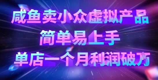 咸鱼卖小众虚拟产品，简单易上手，单店一个月利润破W-老叔网创