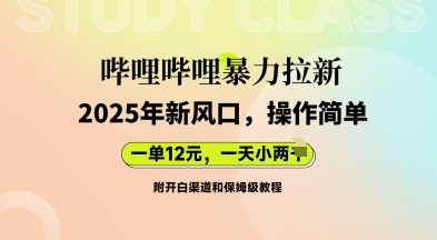 哔哩哔哩暴力拉新：2025年新风口，一单12元，一天数张(附开白渠道和保姆级教程)-老叔网创
