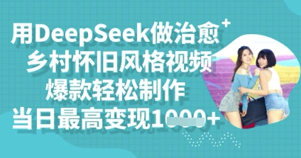 用DeepSeek做治愈乡村怀旧风格视频，爆款轻松制作，当日最高变现多张-老叔网创